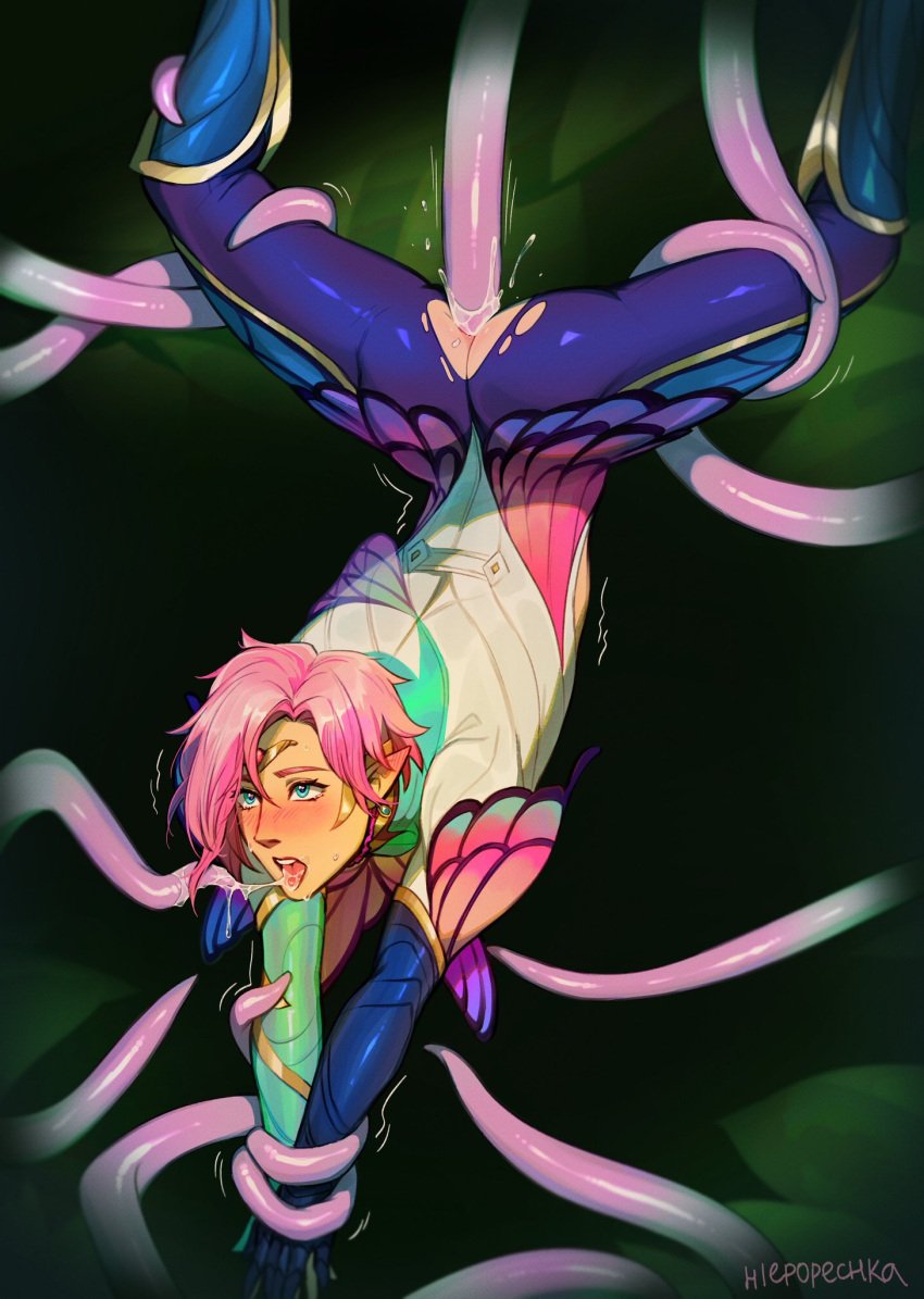 anal blue_eyes blush captured ezreal faerie_court_ezreal faerie_court_series fairy femboy feminine_male hlepopechka league_of_legends male male_focus male_only open_mouth penetration pink_hair plant riot_games tentacle tentacle_in_ass tentacle_on_male tentacle_penetration tentacle_sex tied_hands tied_up tongue tongue_out