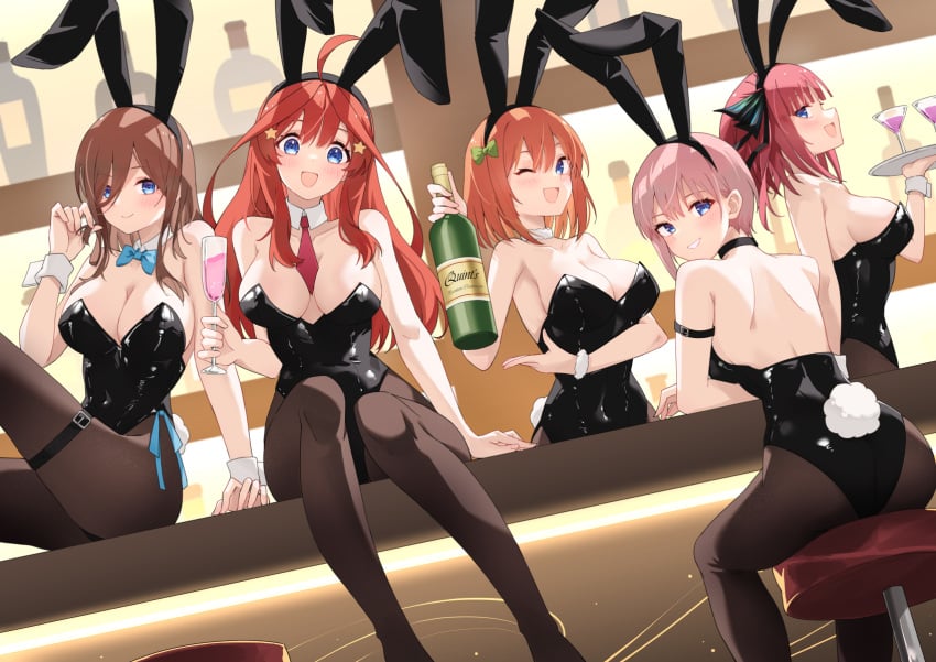 5girls arm_support arm_under_breast arm_under_breasts armpit armpit_crease armpit_peek armpits ass ass_cleavage back bar bare_armpits bare_arms bare_back bare_chest bare_hands bare_shoulders bare_skin belly_button black_bunny_ears black_bunnygirl_costume black_bunnysuit black_choker black_hair_ribbon black_hair_tie black_hairband black_leotard black_ribbon black_thighband black_topwear blue_bowtie blue_eyes blue_eyes_female blue_ribbon blush blush_face blush_lines blushed_face blushing_at_viewer blushing_face blushing_female bowtie breasts brown_eyebrows brown_hair brown_hair_female brown_legwear brown_pantyhose bunny_ears bunny_tail bunnygirl bunnygirl_outfit busty busty_female busty_girl busty_teen butt_crack butt_crack_outline butterfly_hair_ornament calves choker cleavage closed_mouth_smile collar collarbone covered_areola covered_areolae covered_navel covered_nipples curvy curvy_ass curvy_body curvy_female curvy_figure curvy_hips curvy_teen dot_nose elbows exposed_armpits exposed_arms exposed_back exposed_chest exposed_shoulders exposed_skin eye_closed fair_skin fake_animal_ears female female_focus female_only fingers full_body go-toubun_no_hanayome green_hair_ribbon green_ribbons grin grinning grinning_at_viewer hair_between_eyes hair_clip hair_clips hair_ornament hair_ornaments hair_ribbon hair_tie hairband hairclip hairclips hairless_armpits hand_on_hair hand_on_own_hair head_tilt high_resolution high_school_student highleg highleg_leotard highres hourglass_figure indoor indoors knee_up kneepits knees large_breasts lean_body lean_figure leg_up legs legwear leotard light-skined_female light-skinned light-skinned_female light_skin light_skin_female light_skinned light_skinned_female long_hair looking_at_viewer looking_back looking_back_at_viewer medium_hair multiple_females multiple_girls nakano_ichika nakano_itsuki nakano_miku nakano_nino nakano_yotsuba narrow_waist navel necktie one_eye_closed one_eye_open open_mouth open_mouth_smile orange_eyebrows orange_hair orange_hair_female pale pale-skinned_female pale_skin pale_skinned_female pantyhose parted_lips pink_eyebrows pink_hair pink_hair_female profile profnote red_hair red_hair_female red_necktie ribbon school_girl school_girls seductive_grin serving_tray sexy_armpits shaved_armpits short_hair shoulders siblings sideboob sisters sitting slender_body slender_waist slim_girl slim_waist smile smiley_face smiling smiling_at_viewer smirk smooth_armpits smooth_skin smug_grin star_hair_ornament stool teen_girl teenage_girl teenage_girls teenager thick_ass thick_thighs thighband thighs thin_waist tilted_head tongue topwear tray underboob upper_body white-skinned_female white_collar white_skin white_skinned_female white_wrist_cuffs wide_hips wine wine_bottle wine_glass wink winking winking_at_viewer winking_eye wrist_cuffs