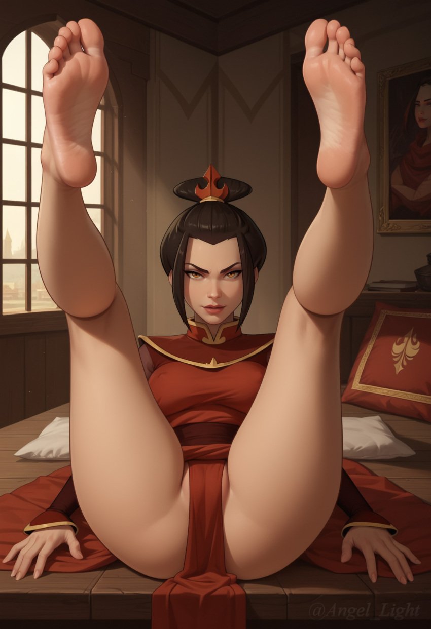 1girls ai_generated angel_light angel_light_(artist) avatar_legends avatar_the_last_airbender azula barefoot black_hair feet female fire_nation foot_fetish nickelodeon nicktoons soles