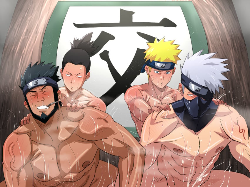 4boys cum gay hatake_kakashi kakashi_hatake male male/male male_only male_penetrating_male muscular muscular_male nara_shikamaru naruto naruto_(series) penetration sarutobi_asuma sweat uzumaki_naruto yaoi