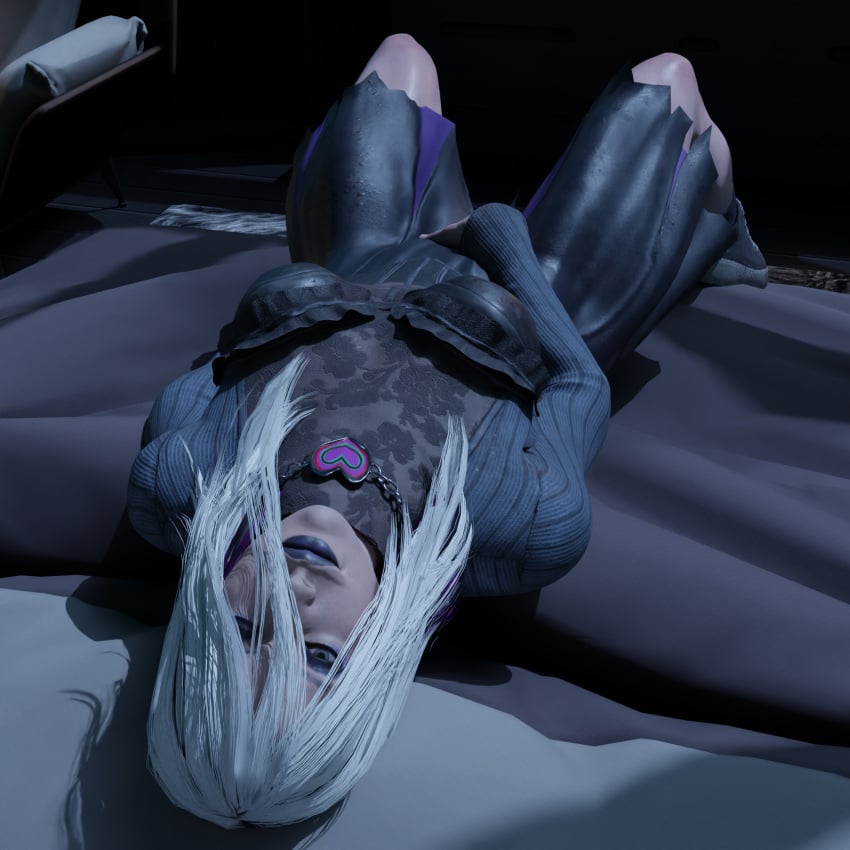 1girls dbd dead_by_daylight female fingering looking_at_viewer masturbation sable_ward solo solo_focus white_hair zen_art