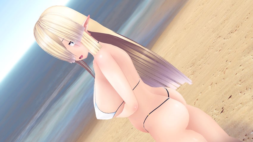 1girls 3d 3d_(artwork) ass ass_focus beach big_ass big_boobs big_breasts big_butt bikini blonde_hair blonde_hair_female boobs breasts butt_focus chubby chubby_female elf elf_ears elf_female elf_girl female_only kuromori99 looking_at_viewer looking_back micro_bikini oc original_character room solo solo_female solo_focus tagme tits