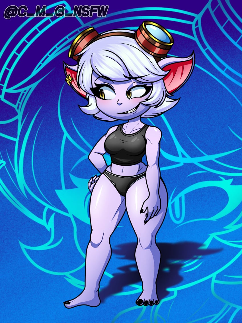 big_ass c_m_g_nsfw feet female gym_uniform league_of_legends legs riot_games thick_thighs tristana white_hair yellow_eyes