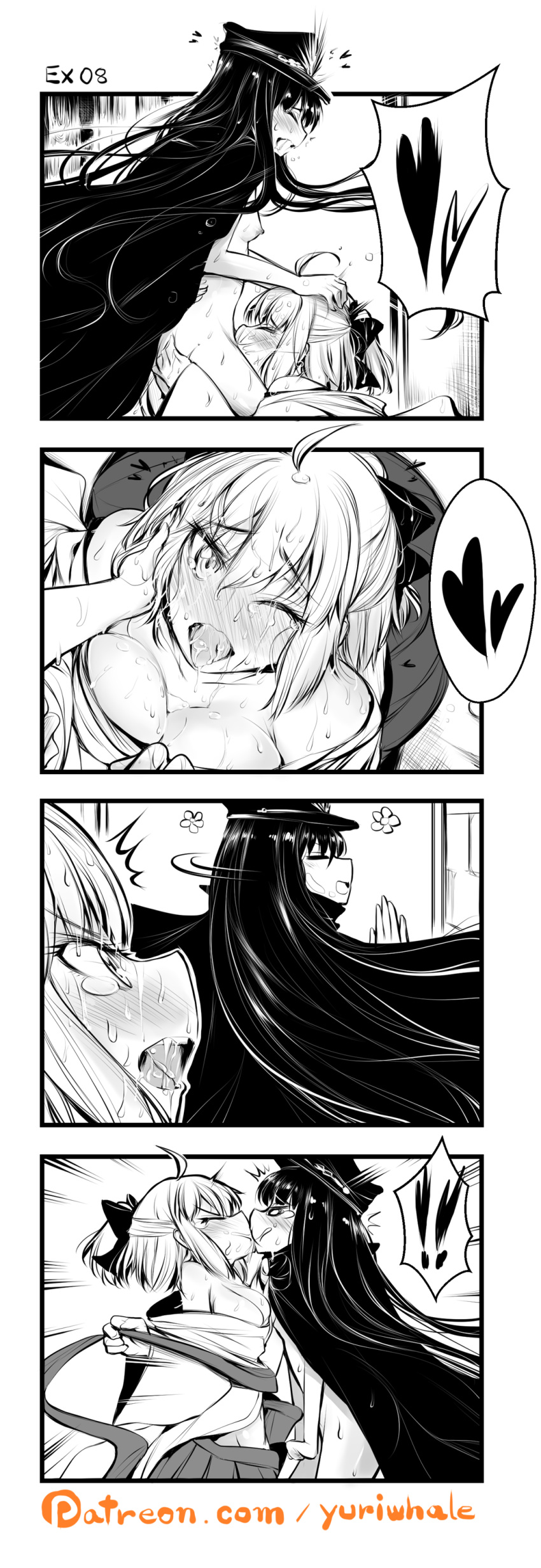 2girls demon_archer fate/grand_order fate_(series) kissing multiple_girls oda_nobunaga_(fate) okita_souji_(fate)_(all) sakura_saber yuri yuriwhale