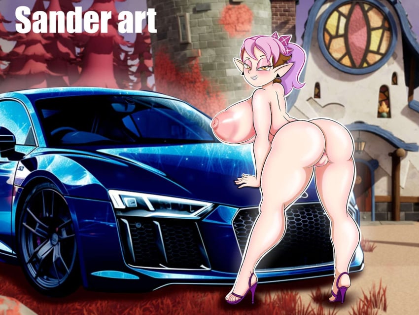 1girls amity_blight big_ass big_breasts car disney nude sander_art solo the_owl_house the_owl_house_(finale)