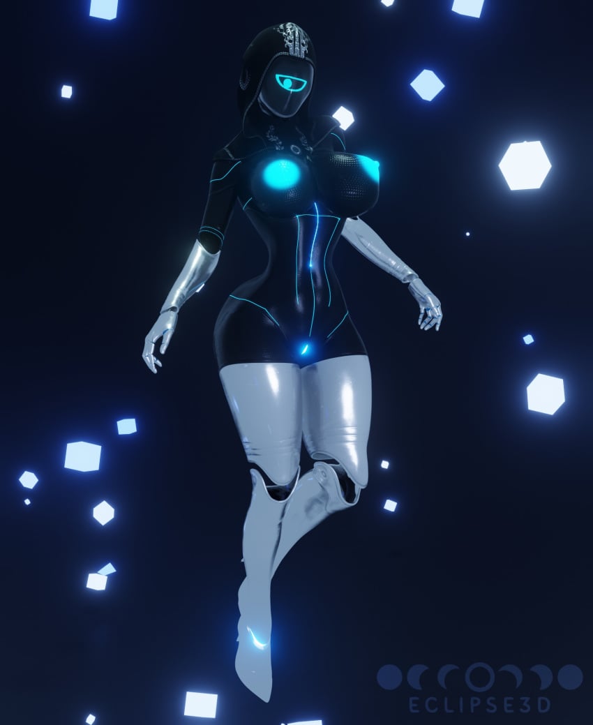 3d 3d_(artwork) 3d_model 3d_render android android_girl breasts_out dark_body dark_skin eclipse3d floating nipples original original_character posing posing_for_the_viewer robot robot_girl robot_humanoid