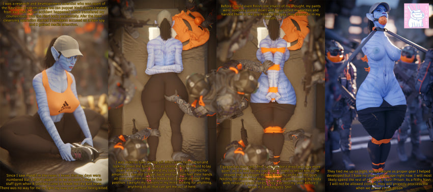 3d 5_toes alien anthro avatar big_breasts bodily_fluids bondage bound breasts clothed clothing collar cuff_(restraint) digital_media_(artwork) feet female forced fully_bound gag gagged genitals ghostoast group hair hands_behind_back hi_res huge_breasts industrial lock machine machine_bondage male metal_collar muzzle_(object) na&#039;vi nipples nude nude_female nude_humanoid partially_clothed prisoner pussy restrained restraints ring_gag saliva science_fiction shackles size_difference submissive submissive_female thick_thighs toes undressing