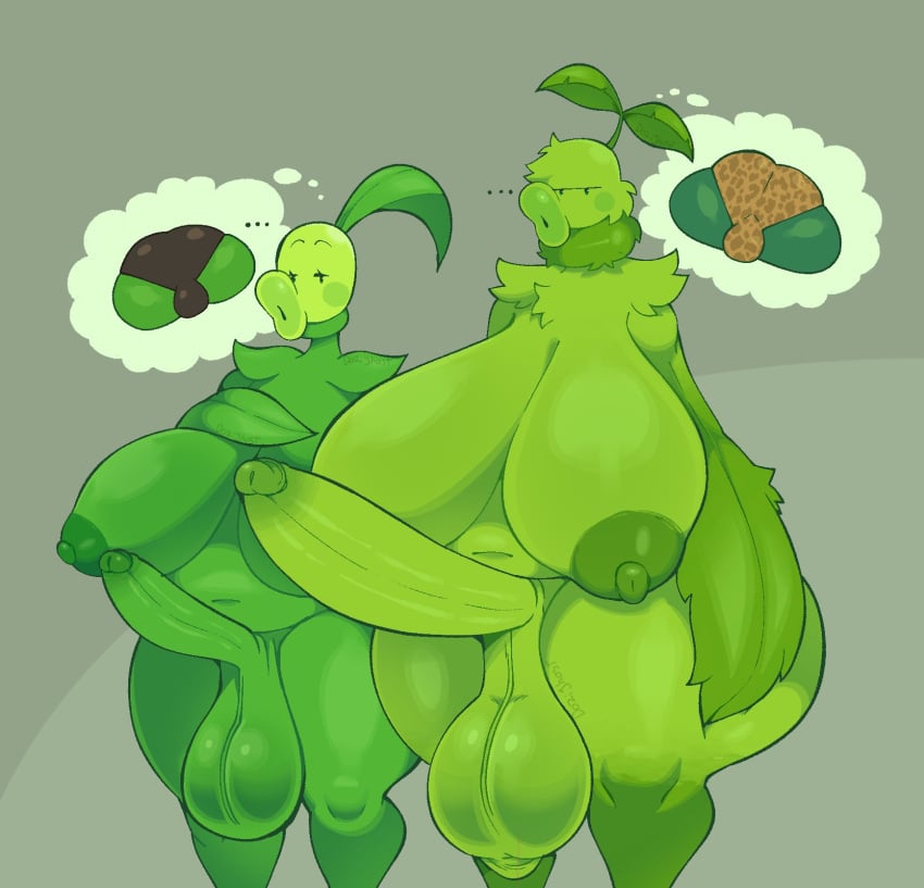 2024 2d 2d_(artwork) 2futas areolae balls ballsack belly blank_stare bored bored_expression breasts chubby chubby_female dozighost duo erection flora_fauna futa_only futanari green green_body huge_ass huge_balls huge_breasts huge_cock humanoid humanoid_penis leafs nipples nude panties past_meets_present peashooter peashooter_(pvz) penis plant plant_girl plants_vs_zombies plants_vs_zombies_2:_it&#039;s_about_time primal_peashooter_(pvz) pvz simple_background smooth_balls smooth_penis standing thick_thighs thought_bubble wide_hips