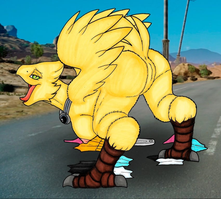 3_toes after_transformation anthro anthro_only anus ass avian avian_feet barefoot beak bedroom_eyes bent_over big_breasts big_butt bird bra breasts chocobo cindy_aurum claws clothing desert detailed_background digitigrade enjoying erect_nipples eyelashes eyewear feathered_wings feathers feet female final_fantasy final_fantasy_xv genitals goggles goggles_around_neck green_eyes happy huge_breasts ivanks looking_at_viewer mental_transformation moan mountain narrowed_eyes nipples non-mammal_breasts non-mammal_nipples nude open_mouth outside panties pink_bra pink_clothing pink_panties pink_underwear plant presenting presenting_anus presenting_hindquarters presenting_pussy pupils pussy raised_tail rear_view road screencap screencap_background seductive semi-anthro side_view sky slit_pupils solo species_transformation spread_legs spreading square_enix squawking standing sweater tail tail_feathers thick_thighs toe_claws toes tongue tongue_out tools topwear torn_bra torn_clothing torn_panties torn_underwear transformation tree underwear utility_pole winged_arms wings wrench yellow_body yellow_feathers