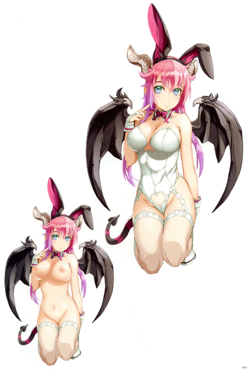 asmodeus_(nanatsu_no_taizai) breasts color demon_girl demon_horns demon_tail demon_wings female horns long_hair monster_girl official_art pink_hair simple_background sin_nanatsu_no_taizai solo white_background wings