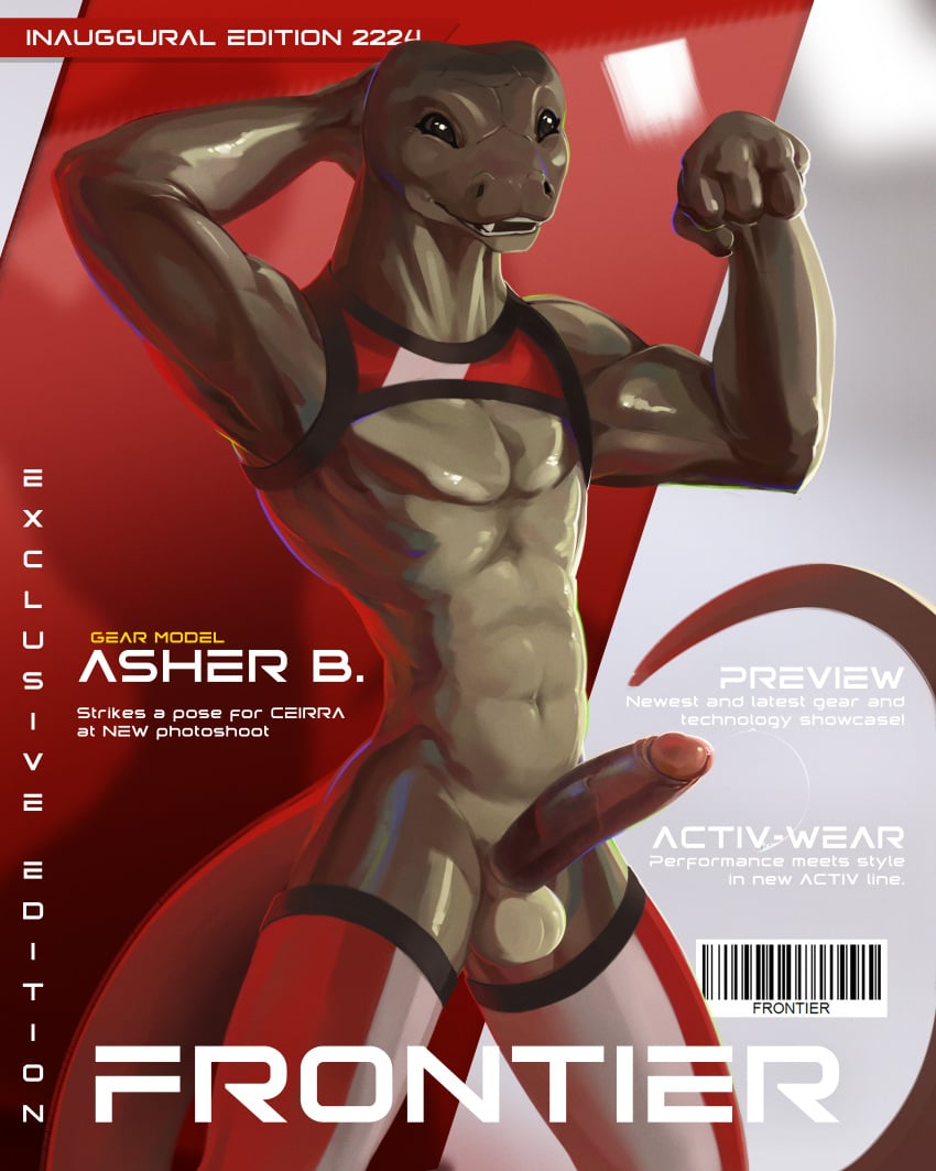 absurd_res anthro balls cierras clothed clothing compact_body erection foreskin genitals glans harness hi_res huge_filesize humanoid_genitalia humanoid_penis male male_only partially_clothed penis pose reptile scalie snake solo standing tail underwear