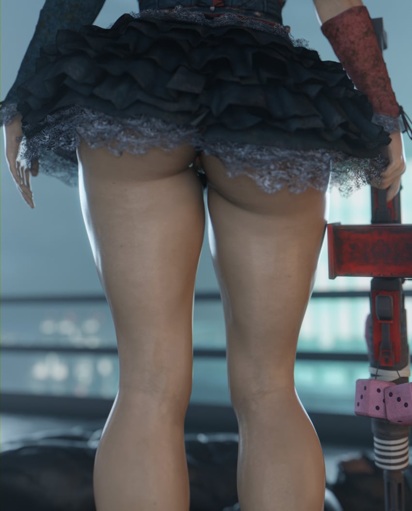 ass_focus batman batman:_arkham_knight batman_(series) defeated gun harley_quinn harley_quinn_(arkham) legs miniskirt vensaku