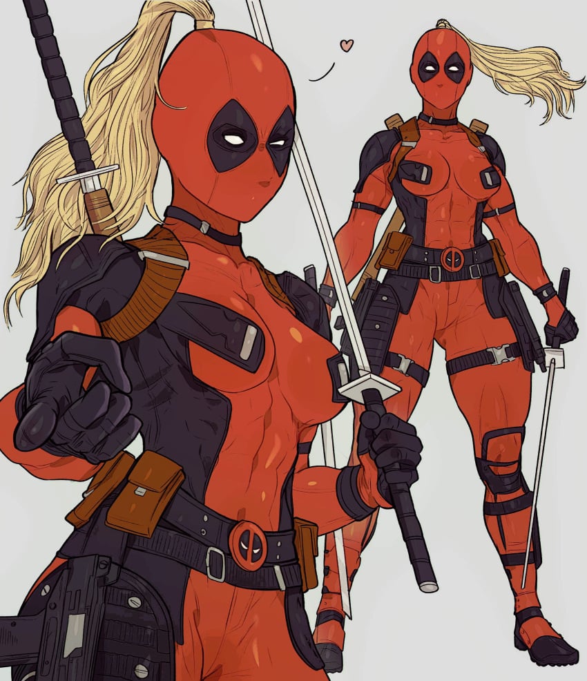 1girl 1girls abs blake_lively blonde blonde_female blonde_hair blonde_hair_female clothed clothed_female deadpool deadpool_&_wolverine_(2024) female_only lady_deadpool ladypool ladypool_(blake_lively) long_hair marvel marvel_comics mask masked masked_female muscle muscles muscular muscular_female ponytail solo solo_female superheroine sword wanda_wilson weapon yoracrab