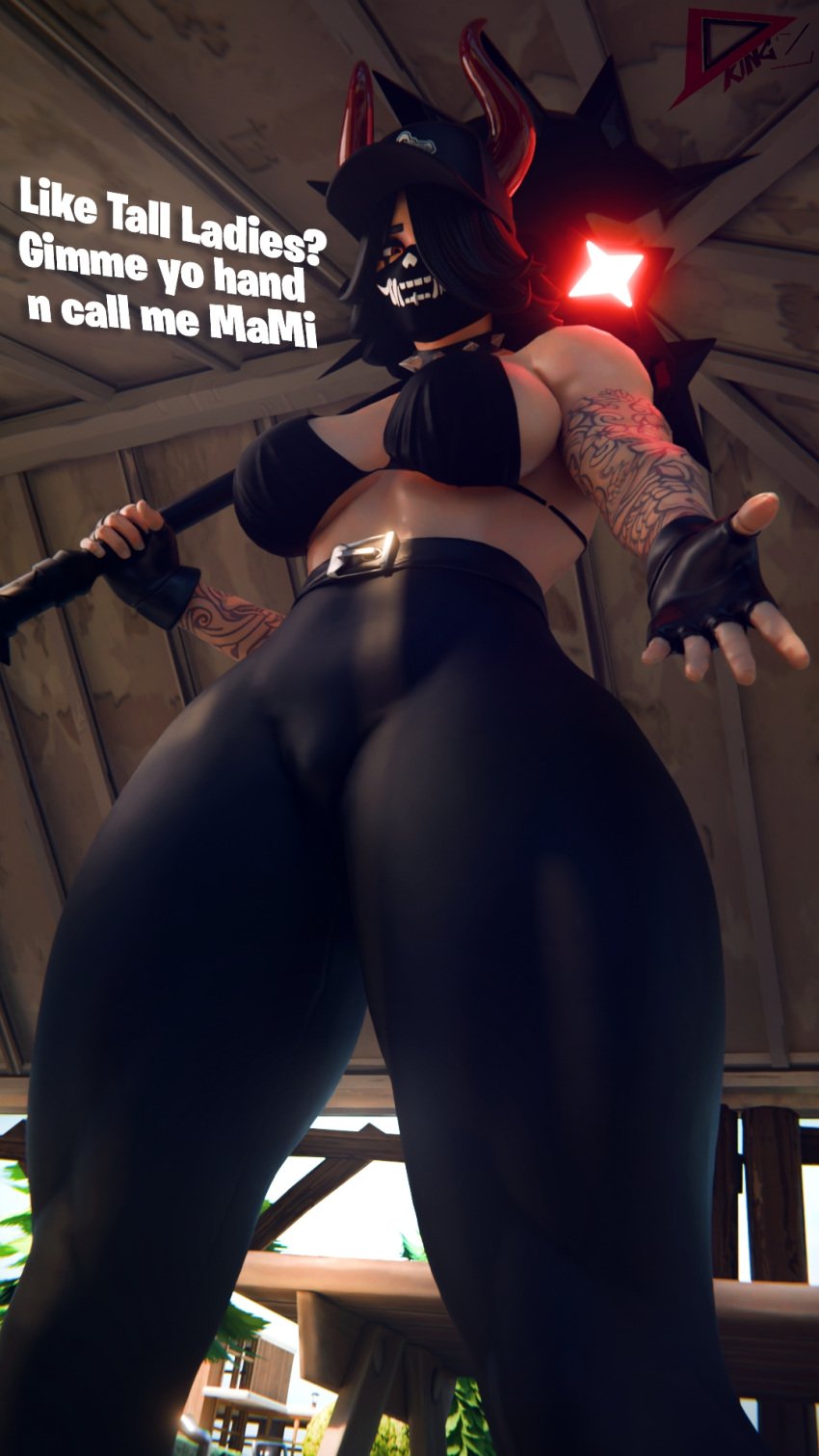 3d 3d_(artwork) bangs_over_one_eye big_ass big_breasts big_woman dawkingz female fortnite goth mommy muscular_female oc strong_woman thick thick_thighs tomboy zara_(dawkingz)