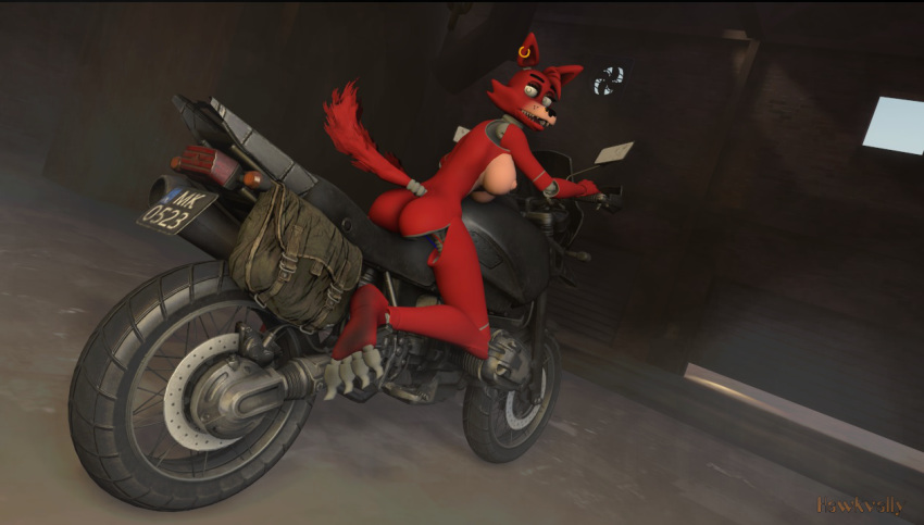 3d 4_toes anthro barefoot claws dirty_feet feet five_nights_at_freddy's foot_fetish foxy foxy_(fnaf) hawkvally motorcycle paws toes vehicle video_games