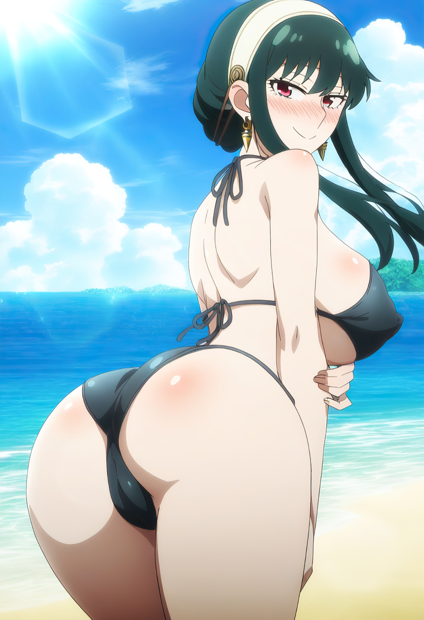 1girls ai_generated beach bikini black_bikini black_hair black_swimsuit female headband human nai_diffusion spy_x_family stable_diffusion swimsuit tagme vanitas_ai white_skin yor_briar