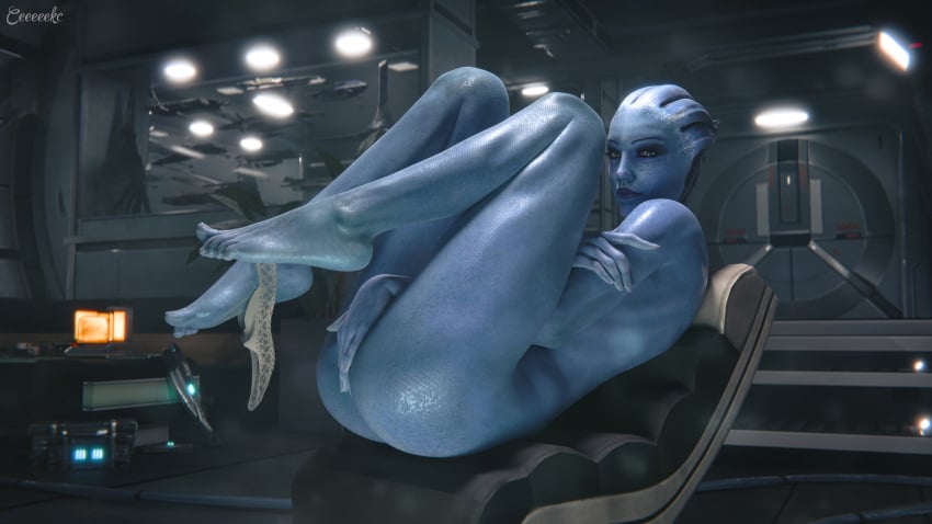 1girls 3d alien asari ass bioware blue_eyes blue_skin ceeeeekc covering_breasts covering_pussy covering_self feet female female_only freckles hand_on_pussy liara_t&#039;soni looking_at_viewer mass_effect masturbating masturbation nude panties panties_around_ankle panties_around_foot posing soles solo solo_female teasing toes