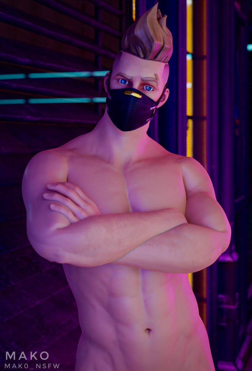 1boy bara crossed_arms drift_(fortnite) fortnite gay mak0_nsfw male_only muscular muscular_male no_visible_genitalia solo solo_male