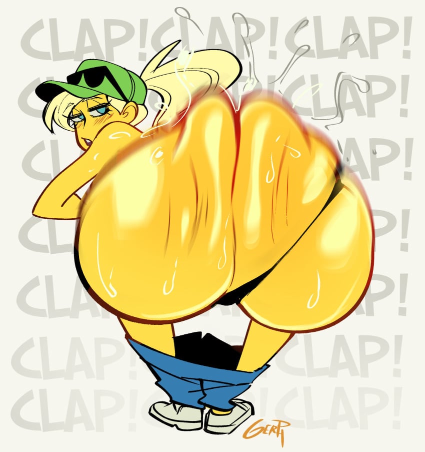 1girls 20th_century_fox 20th_century_studios ass ass_clapping ass_focus big_ass blonde_hair clapping_ass dat_ass dumptruck_ass dumptruck_butt enormous_ass fat_ass female female_only gavin's_mom gerph gigantic_ass green_hat huge_ass human large_ass looking_back massive_ass mostly_nude panties pants_down shoes sweat sweating the_simpsons thick_ass thick_thighs twerking wide_hips yellow_skin