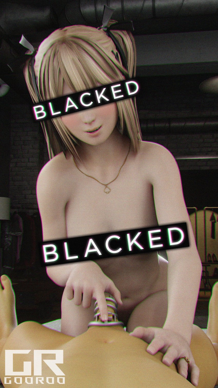 1boy 1girls 3d 3d_render bangs black_ribbon blacked blonde_hair blush breasts chastity_cage chastity_device clothing completely_nude cowgirl_position dead_or_alive dead_or_alive_5 feet female femdom g0or0o hair_ornament hair_ribbon jewelry light-skinned_female light-skinned_male light_skin lips long_hair looking_at_viewer male male_pov malesub marie_rose medium_breasts navel necklace nipples nude open_mouth parted_lips penis pov ribbon ring sex small_breasts smile solo_focus spread_legs straddling straight tied_hair twintails x_hair_ornament