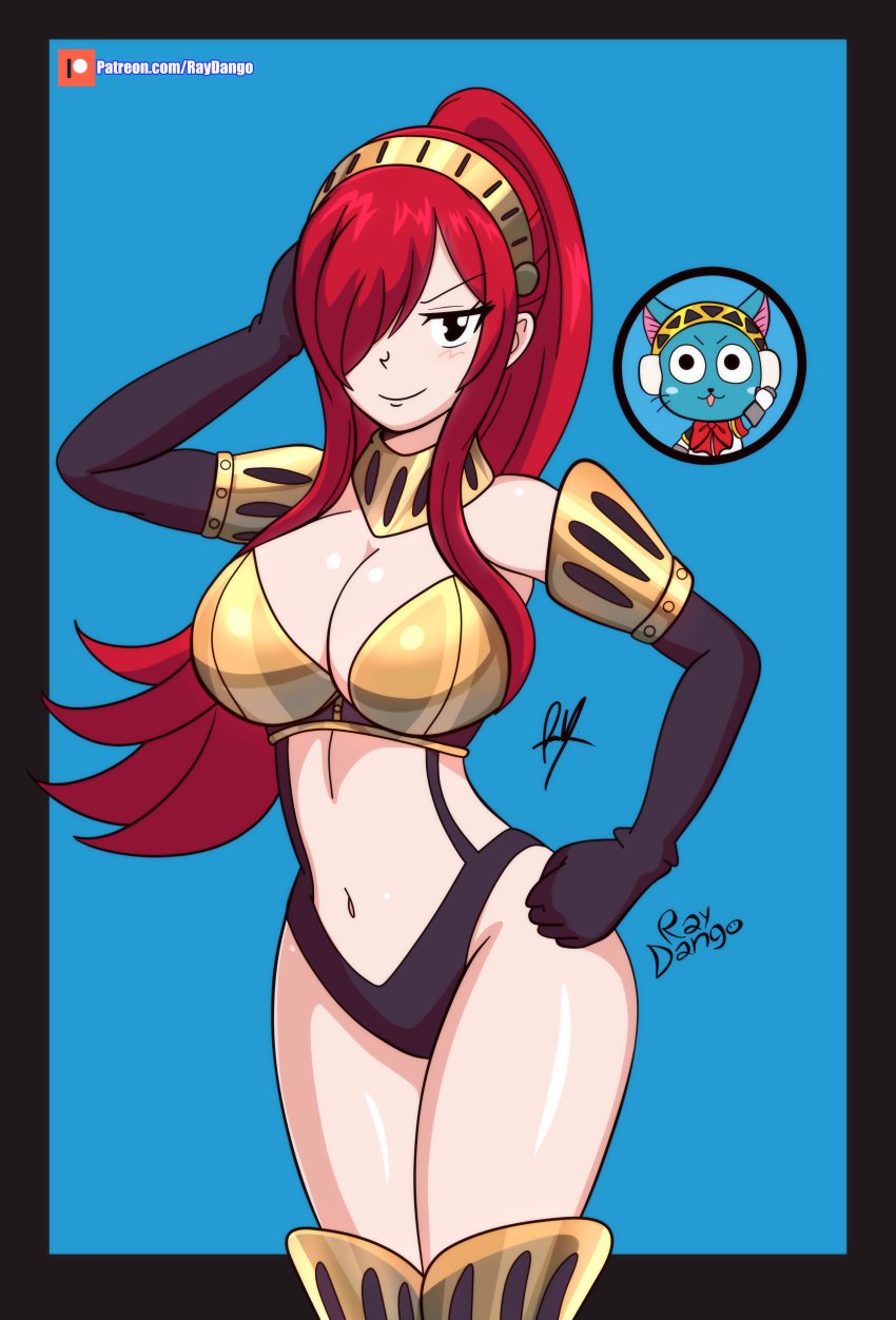 atlus breasts crossover erza_scarlet fairy_tail female female_only mitsuru_kirijo_(cosplay) mitsuru_kirijo_(sexy_armor) persona persona_3 raydango red_hair solo