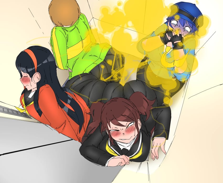 amagi_yukiko atlus cropped fart fart_fetish farting female female_only kujikawa_rise lazei persona persona_4 satonaka_chie shirogane_naoto tagme