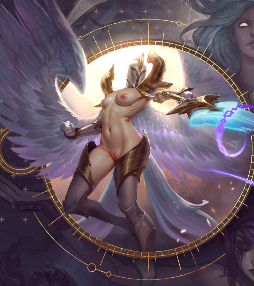 ai_generated angel kayle league_of_legends morgana naked naked_female nude nude_edit nude_female pussy riot_games siblings sisters