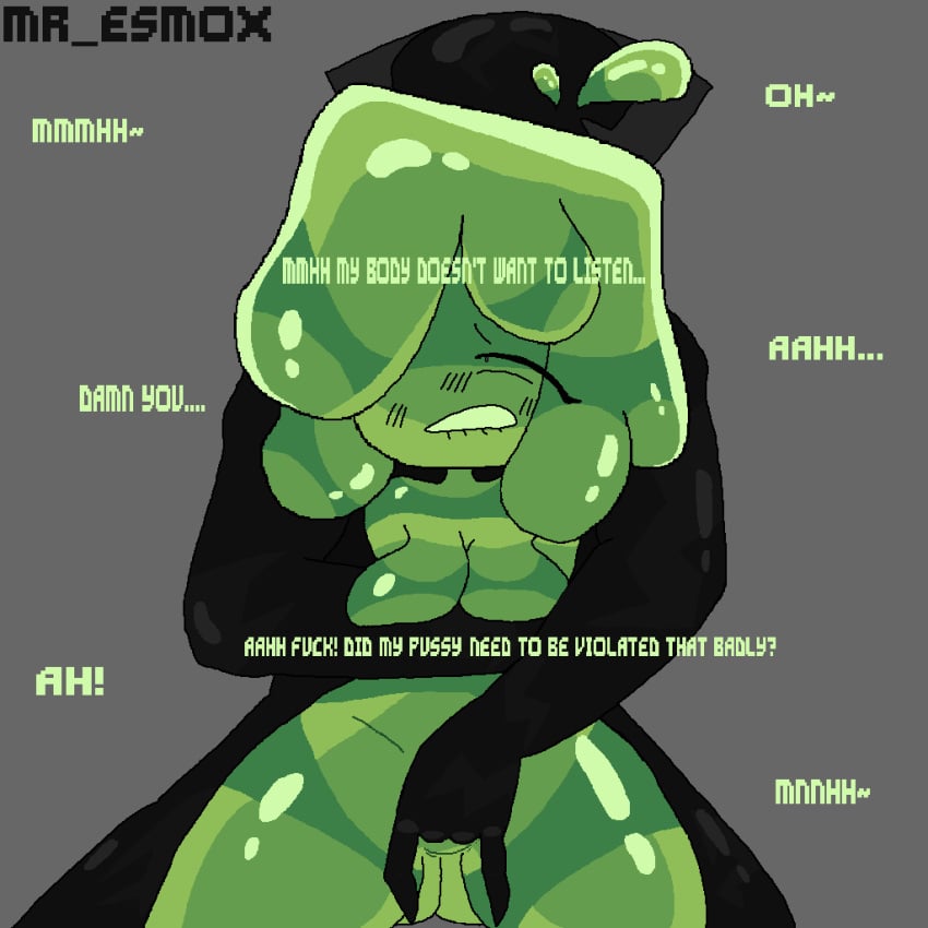 1boy 1girls 2024 big_breasts black_body comic defeated demon dialogue digital_media_(artwork) female fingering fingering_partner fingering_pussy green_body hard_sex male monster monster_girl mr_esmox original original_character pixel_art pussy resisting resisting_orgasm resisting_pleasure shut._the._fuck._up. slime slimey_mf_acting_tough slymee tagme text twitter twitter_username vagina yes._it._did.