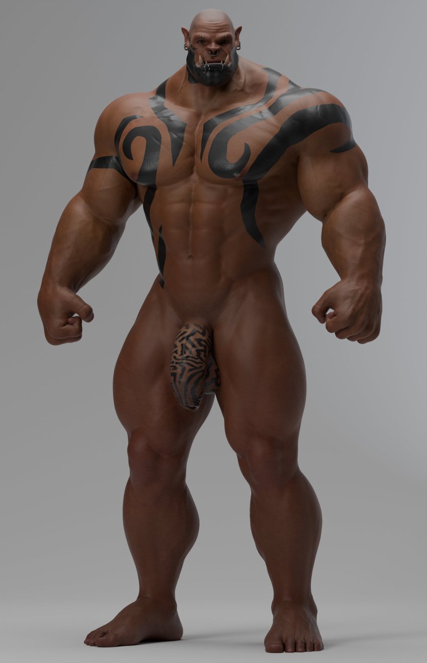 1boy bald balls bara barazoku big_penis completely_naked completely_naked_male completely_nude completely_nude_male garrosh_hellscream male male_only muscular muscular_male naked naked_male nude nude_male orc penis piercing piercings solo solo_male tattoo tattoos tusks voluox world_of_warcraft