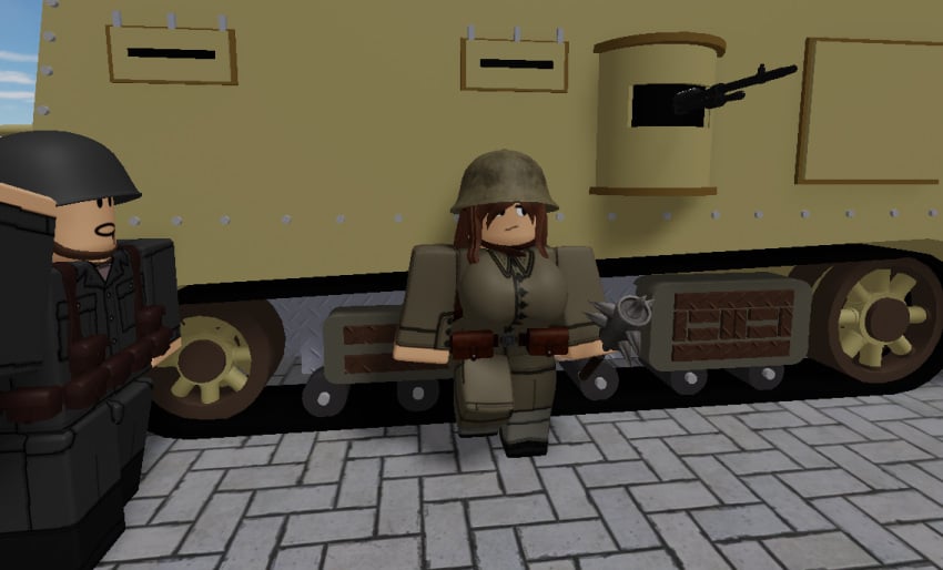 1boy 1girls 3d breasts centaura clothed military_uniform roblox roblox_game robloxian soldier tagme tagme_(artist) ww1