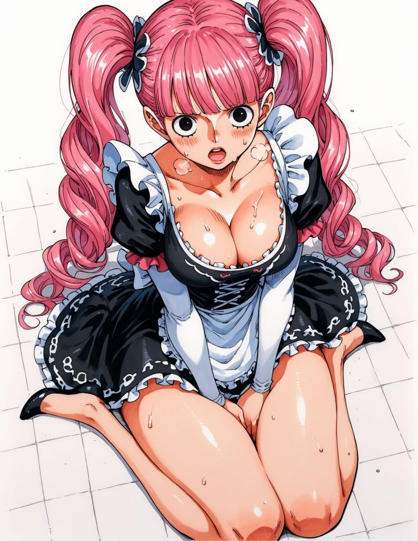 ai_generated alluring black_eyes blush busty female female_focus female_only looking_at_viewer maid maid_dress maid_outfit maid_uniform one_piece open_mouth perona pink_hair ponytails seducing seduction seductive seductive_body seductive_eyes seductive_gaze seductive_look seductive_mouth seductive_pose shiny_hair shiny_skin steamy_breath sweat sweatdrop sweating sweaty sweaty_body twintails voluptuous voluptuous_female yashin