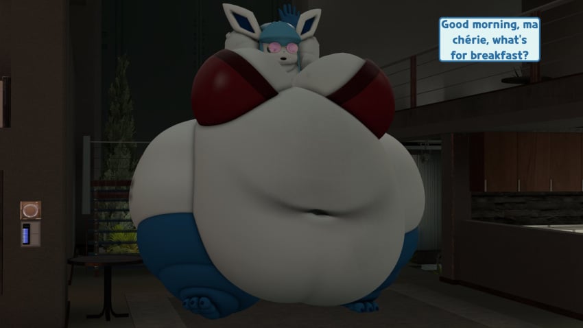 anthro bbw big_ass big_breasts bra breasts bubble_butt cleavage eeveelution glaceon huge_ass huge_breasts no_humans overweight pokemon pokemon_(species) queenofthekabuto ssbbw thick_ass wide_hips