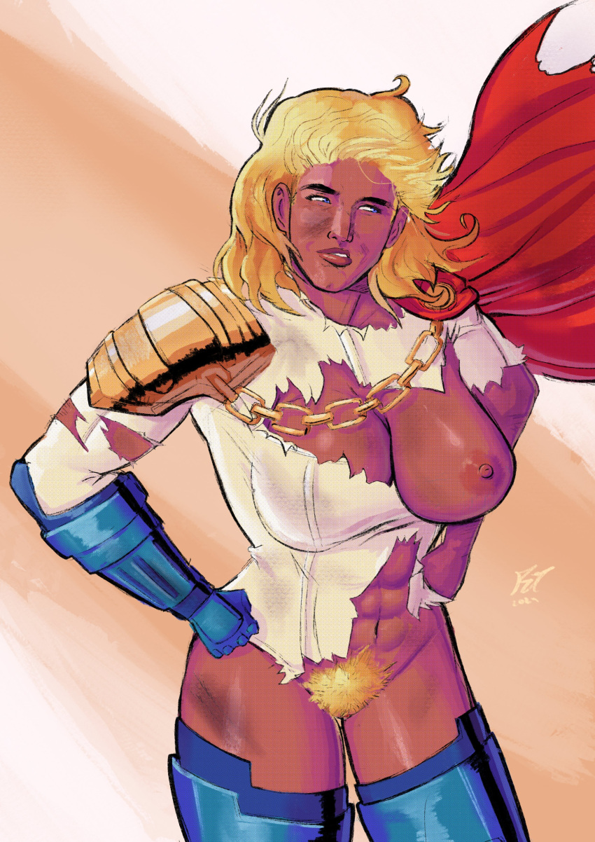 artist_request big_breasts clothes_torn damaged_clothes dc dc_comics huge_boobs huge_breasts kara_zor-el kara_zor-l nipples power_girl pubic_hair ripped_clothes ripped_clothing ruined_clothes supergirl superman_(series) torn_clothes