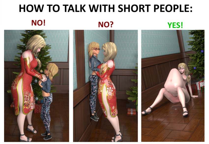 2girls 3d bloated_belly cheongsam christmas_tree hentai_masters meme pussy_juice size_difference stomach_bulge unbirth unbirthing vore