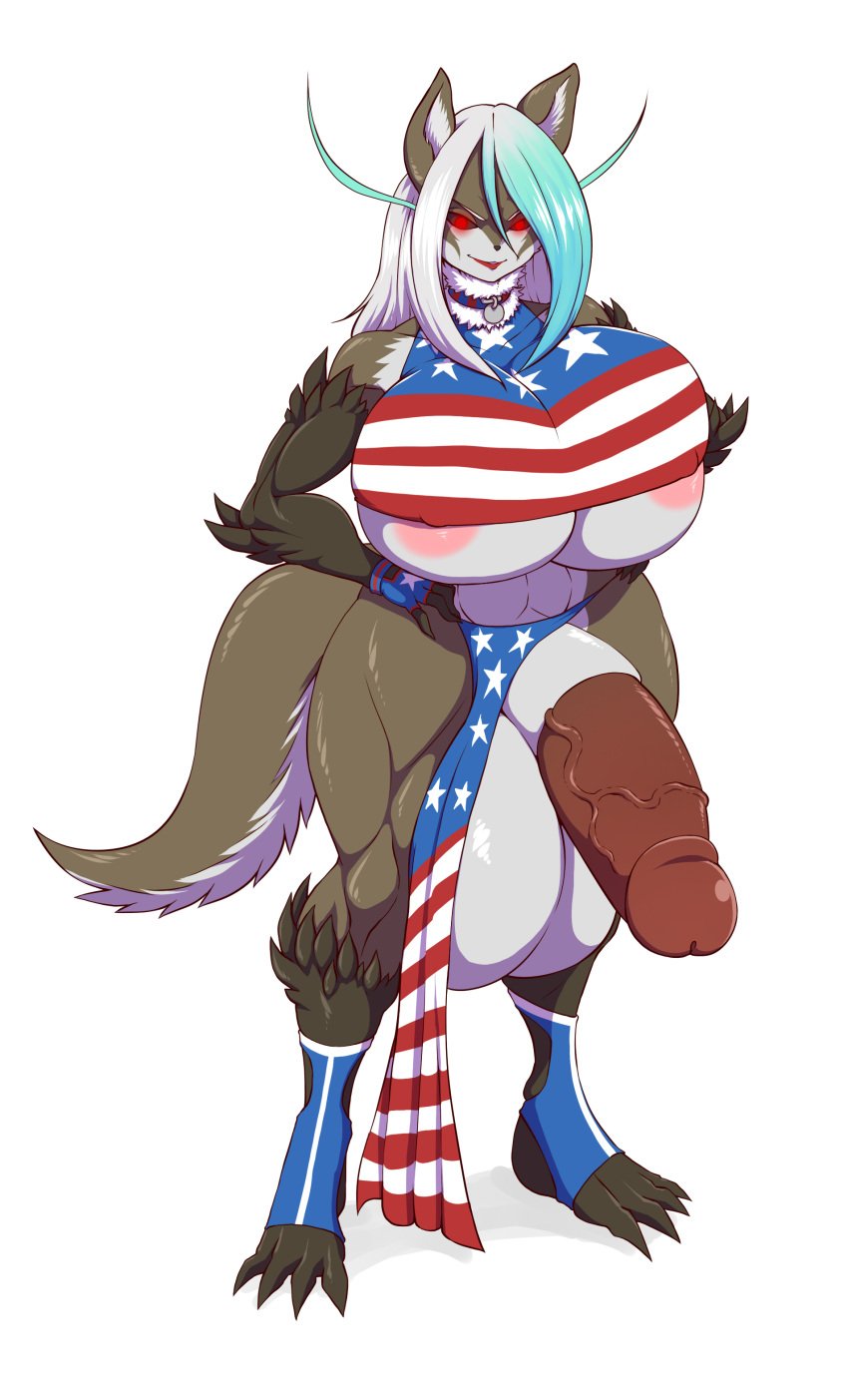 1futa 2017 abs american_flag american_flag_shirt anthro areolae balls balls_under_clothes barefoot bottomless_skirt breasts canine clothed clothing collar crop_top curvy demon dmxwoops erect_nipples erection_under_clothes erection_under_loincloth erection_under_skirt furry fusion futa_only futa_sans_pussy futanari gloves glowing glowing_eyes half-erect hands_on_hips hexafusion hi_res huge_cock humanoid humanoid_penis hyper hyper_balls hyper_breasts hyper_penis intersex large_areolae loincloth mammal muscular_futanari nipple_bulge nipples original partially_clothed penis penis_out penis_under_clothes penis_under_loincloth penis_under_skirt purgy sheath simple_background skirt skirt_lift solo solo_futa thick_thighs white_background wide_hips