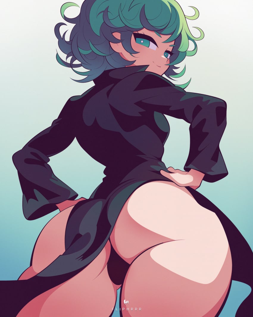 1girls ass female flipherrrr fliphrrr green_eyes green_hair one-punch_man tatsumaki thighs