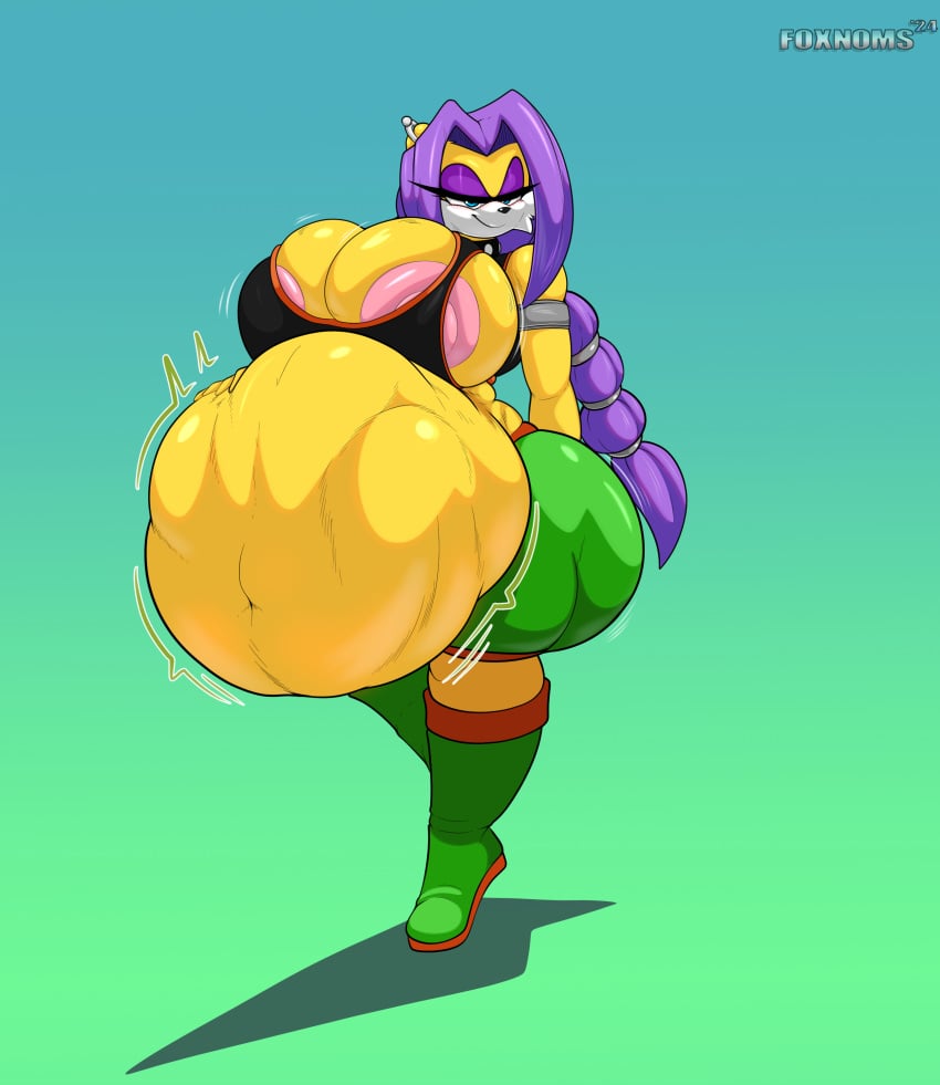 1girls anthro anthro_pred areola_slip bedroom_eyes big_ass big_belly big_breasts breasts female female_anthro female_pred foxynoms furry hand_on_belly huge_ass huge_breasts looking_at_viewer massive_breasts melody_prower purple_hair sonic_(series) sonic_the_hedgehog_(archie) sonic_the_hedgehog_(comics) sonic_the_hedgehog_(series) vore vore_belly yellow_body