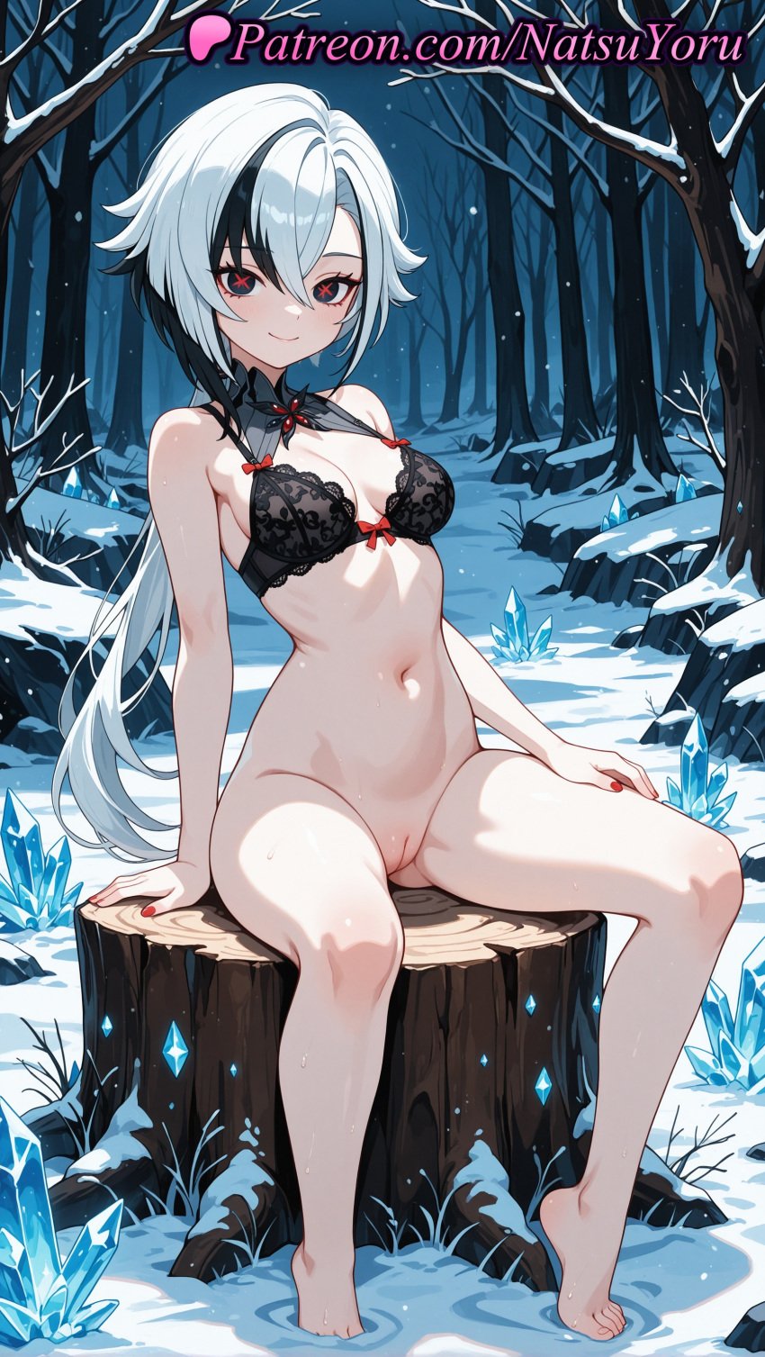 1girls 2025 ai ai_assisted ai_generated anime anime_style arlecchino_(cinder_of_two_worlds'_flames)_(genshin_impact) arlecchino_(genshin_impact) arm_support asian bangs bare_arms bare_legs bare_shoulders bare_tree barefoot black_bra black_eyes black_hair blush bottomless bow bow_bra bra breasts bust busty cleavage cleft_of_venus closed_mouth feet female female_focus female_only female_solo fingernails foot_fetish forest full_body genshin_impact hair_between_eyes hentai hi_res high_quality high_resolution highres hoyoverse indoors lace-trimmed_bra lace_trim legs light-skinned_female long_hair looking_at_viewer medium_breasts mihoyo mihoyo_technology_(shanghai)_co._ltd. multi-colored_hair multicolored_hair nail_polish natsuyoru nature navel oiled outdoors paipan pale_skin patreon pussy red_bow red_nails red_pupils shiny sitting smile snow snowing soaking_feet solo solo_female stable_diffusion stomach streaked_hair symbol-shaped_pupils teasing thighs toenail_polish toenails toes tree tree_stump two-tone_hair uncensored underwear underwear_only vagina very_long_hair voluptuous voluptuous_female white_hair wig winter x-shaped_pupils