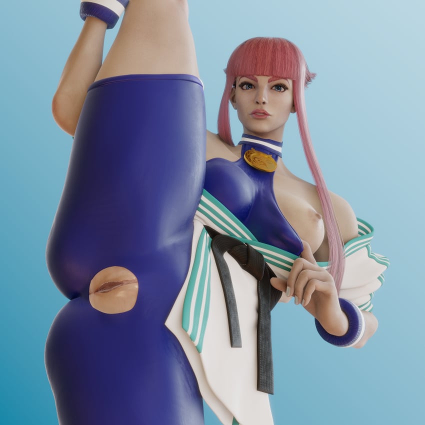 3d areolae athletic athletic_female big_breasts breasts busty capcom female female_focus female_only hourglass_figure manon_legrand nipples pink_hair pussy quick_e splits standing standing_split street_fighter street_fighter_6 vagina wide_hips