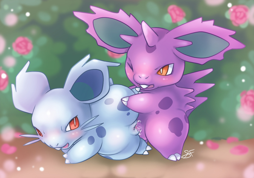 cute duo female feral feral_on_feral flower male nidoran nidoran♀ nidoran♂ nintendo penetration penis plant pokemon pussy rose slimefur sloppy_sideways straight vaginal_penetration video_games