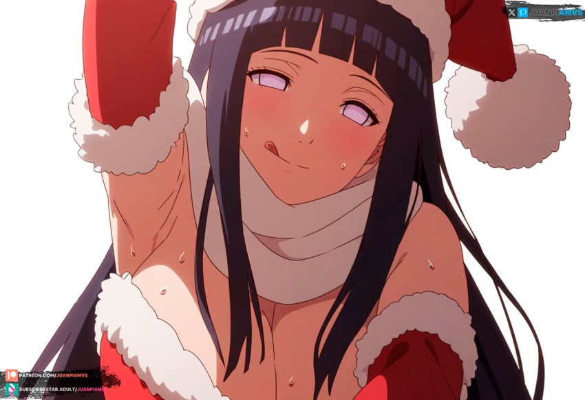 ai_generated big_breasts christmas_outfit dark_blue_hair hyuuga_hinata juanpiamvs long_hair naruto naruto_(series) naruto_shippuden netorare ntr patreon patreon_username purple_eyes subscribestar subscribestar_username watermark