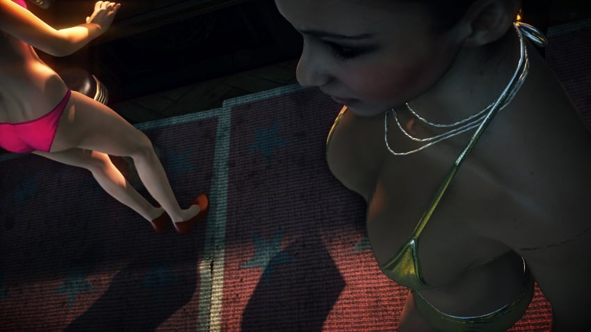 3d ass bikini breasts brown_skin deane_rudy dressing_room edit high-angle_view hitman hitman_absolution io-interactive lydia_montiel pink_bikini screenshot screenshot_edit shiny_bikini shiny_clothes stage strip_club stripper video_games white_skin