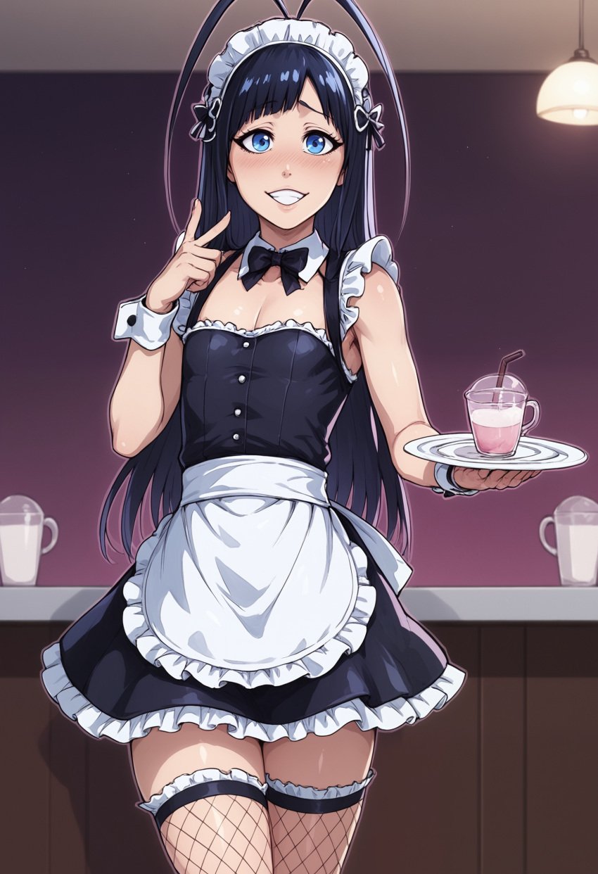 ai_generated black_hair bleach erection exposed_penis femboy femboy_only feminine_male feminization giselle_gewelle kikia1 long_hair maid maid_apron maid_cafe maid_outfit maid_uniform male otoko_no_ko penis small_breasts tagme tagme_(artist) yaoi