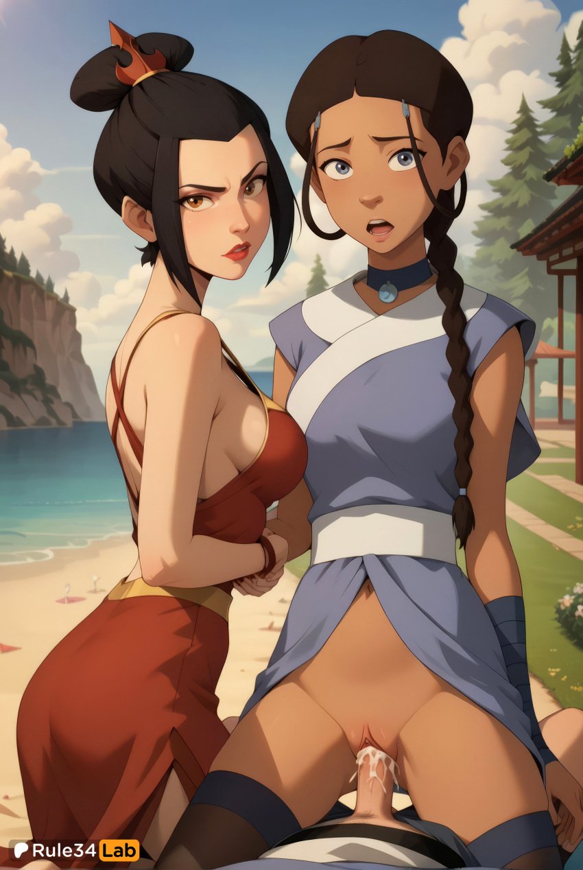 1boy 1boy1girl 1girls 2girls ai_generated artist_name avatar_legends avatar_the_last_airbender azula bandages beach black_hair blue_choker blue_eyes braid braided_ponytail breasts brown_eyes brown_hair choker clothed_sex cloud cowgirl_position cowgirl_position cum cum_in_pussy cum_overflow dark_skin day dress ffm_threesome hair_ornament hi_res katara long_hair looking_at_viewer medium_breasts multiple_girls navel nickelodeon nicktoons no_panties open_mouth outdoors patreon_logo patreon_username penis pov pussy red_dress rule34lab sex sideboob single_braid straddling straight teeth thighhighs threesome twitter_logo uncensored upper_teeth_only vaginal_penetration vaginal_penetration vaginal_sex