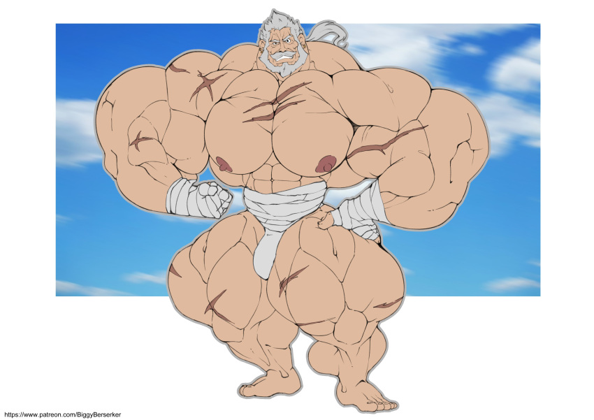 balls bara beard big_muscles biggyberserker bulge facial_hair flaccid granblue_fantasy male male_only muscles muscular penis solo solo_male soriz