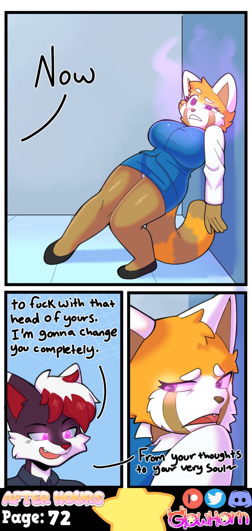 absurd_res aggretsuko ailurid anthro artifact_the_fox big_breasts black_body black_clothing black_fur black_shirt black_topwear blue_clothing blue_shirt blue_topwear bottomwear brainwashing breasts brown_nose canid canine cheating_wife cheek_tuft clothing comic comic_page corrupted corruption cuckold dialogue dominant dominant_male duo facial_tuft female femsub floor footwear fox fox_boy frown fur furry glowhorn hair head_tuft hi_res hypnosis hypnotic_eyes imminent_sex infidelity leaning leaning_backward leaning_on_wall limp_arms magic male male/female maledom mammal married_woman master mind_alteration mind_control netorare ntr office office_clothing office_lady open_mouth panties purple_eyes red_body red_fur red_hair red_nose red_panda red_panda_girl retsuko sanrio sharp_teeth shirt shoes simple_background skirt slave spiral spiral_eyes submissive submissive_female suit tail talking_to_another teeth tight_clothing tongue topwear trance tuft underwear wall_(structure) white_body white_clothing white_fur white_hair white_shirt white_topwear worried worried_look