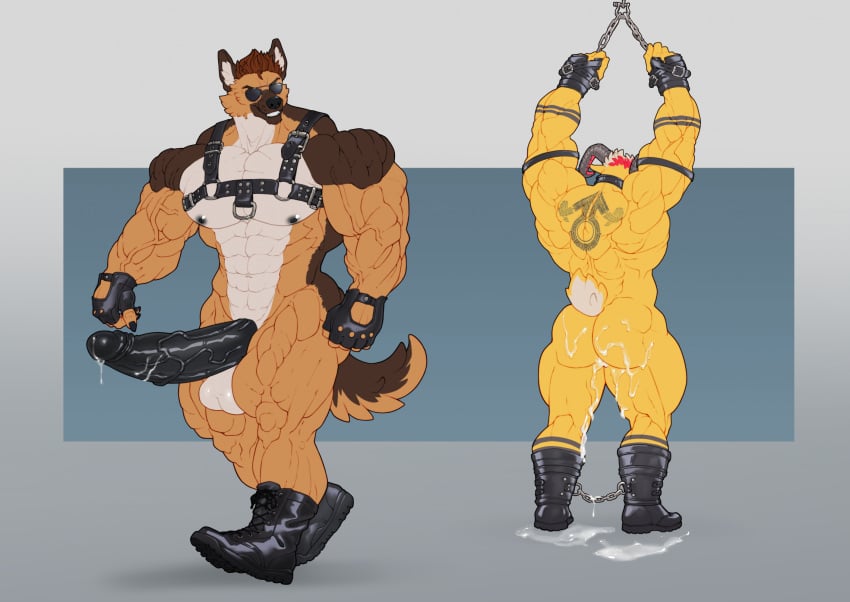 blazingifrit bodybuilder bondage boots bound bred breed chains cnc cock cum dom forced harness helpless immobile jason kinky leather male male_focus male_only master muscle muscles muscular nostson penis ram restrained restraints shep slave sub toy victim volt_(asylum_rhapsody)