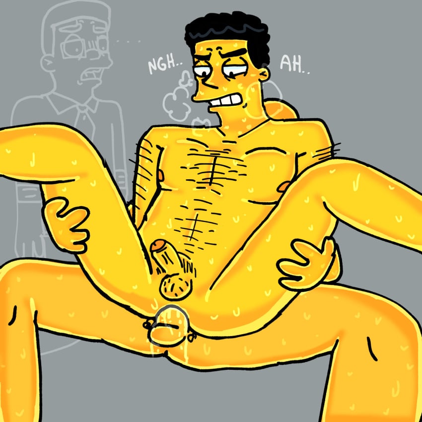 3boys angry anonymous_character anonymous_male balls black_hair blush breath breathins dad_and_son dialogue english_text first_porn_of_character frank_grimes frank_grimes_jr gay gay_sex ghost hairy_arms hairy_balls hairy_chest hand_on_leg legs_open legs_spread male_only moaning naked neillol nipples nude precum_in_ass pubic_hair reverse_cowgirl_position self_upload shocked sitting_on_penis sorry sweat sweating tagme text the_simpsons veiny_penis what