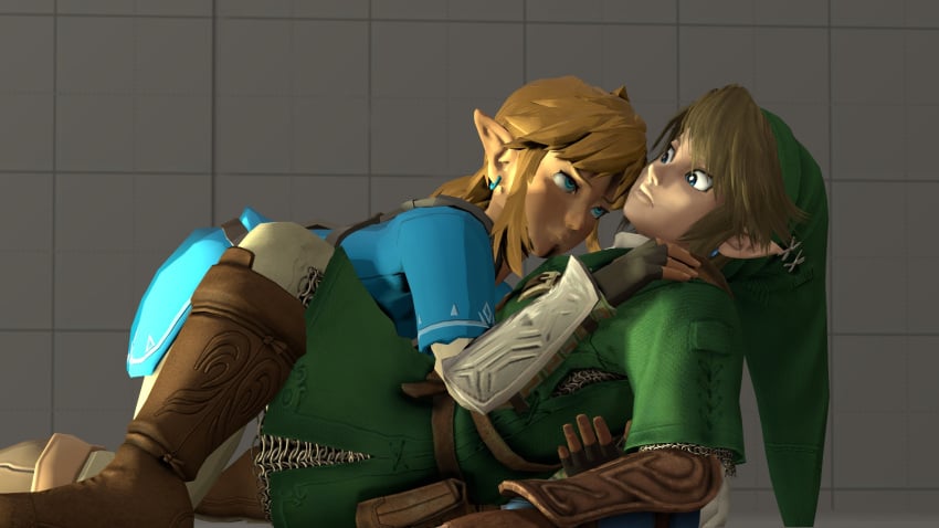 2boys blonde_hair brown_hair gay link_(breath_of_the_wild) link_(tears_of_the_kingdom) link_(twilight_princess) nintendo nintendo_switch pointy_ears selfcest the_legend_of_zelda