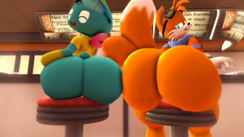 2boys 2males 3d anthro ass ass_focus big_ass big_butt bubble_ass bubble_butt bumping_asses bumping_butts butt_focus chao_(sonic) doppoarts femboy fox furry huge_ass huge_butt looking_at_viewer looking_back sega sonic_(series) sonic_the_hedgehog_(series) tails tails_the_fox